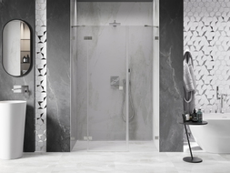 Mexen Lunar portes de douche pivotantes gauche 135 cm, transparentes, nickel brossé - 834S-135-050-97-00-L