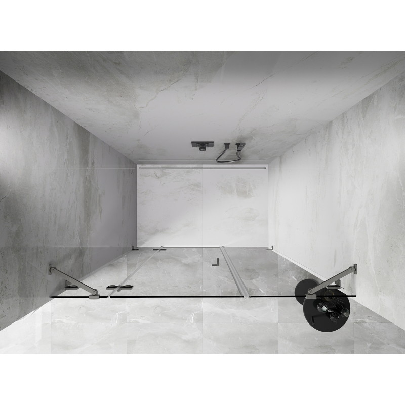 Mexen Lunar portes de douche pivotantes gauche 135 cm, transparentes, nickel brossé - 834S-135-050-97-00-L