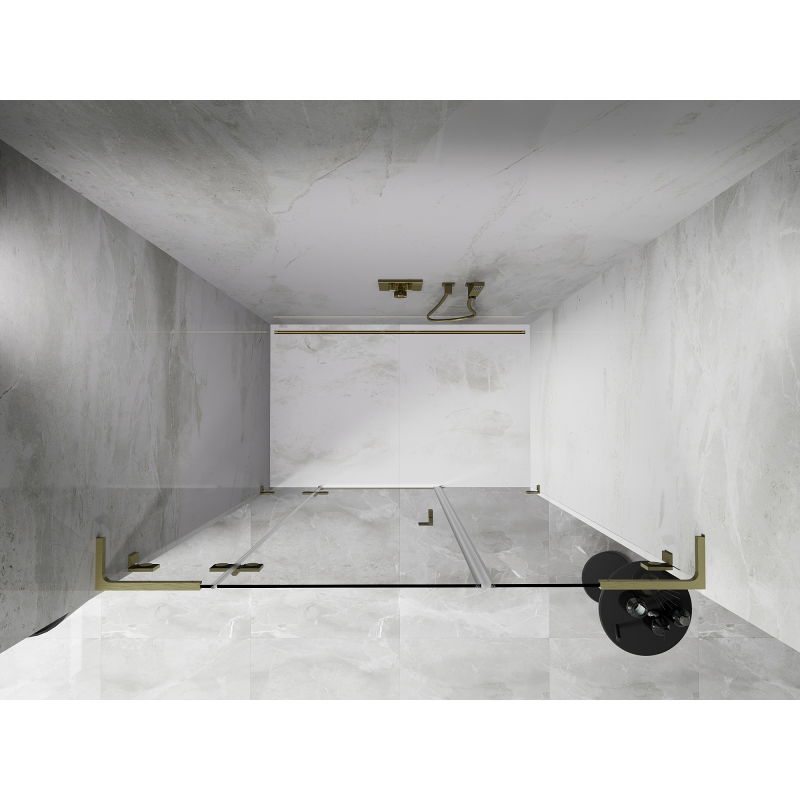 Mexen Lunar L porte de douche pivotante gauche 125 cm, transparente, dorée brossée - 834SL-125-050-55-00-L