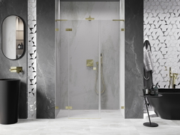 Mexen Lunar L porte de douche pivotante gauche 135 cm, transparent, or brossé - 834SL-135-050-55-00-L