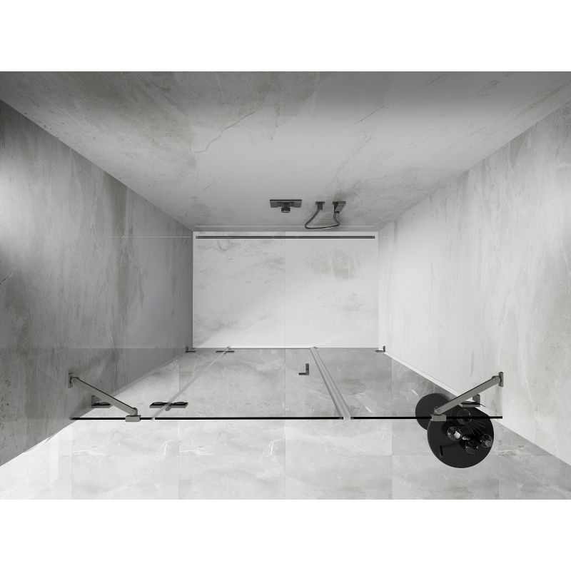 Mexen Lunar porte de douche pivotante gauche 140 cm, transparent, nickel brossé - 834S-140-050-97-00-L
