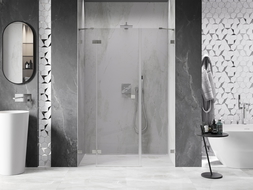 Mexen Lunar porte de douche pivotante gauche 150 cm, transparent, nickel brossé - 834S-150-050-97-00-L