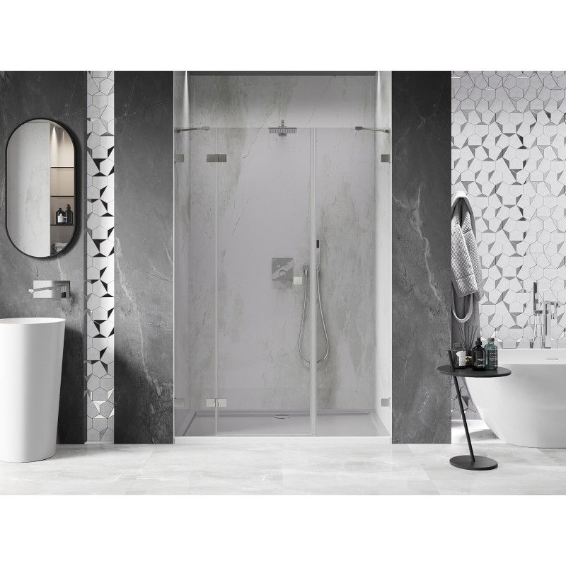 Mexen Lunar porte de douche pivotante gauche 155 cm, transparent, nickel brossé - 834S-155-050-97-00-L