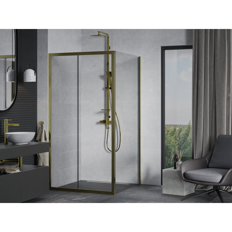 Mexen Apia cabine de douche coulissante 90 x 90 cm, transparente, dorée - 840-090-090-50-00