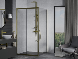 Mexen Apia cabine de douche coulissante 90 x 90 cm, transparente, dorée - 840-090-090-50-00