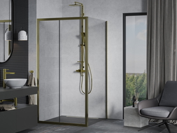 Mexen Apia cabine de douche coulissante 90 x 90 cm, transparente, or - 840-090-090-50-00