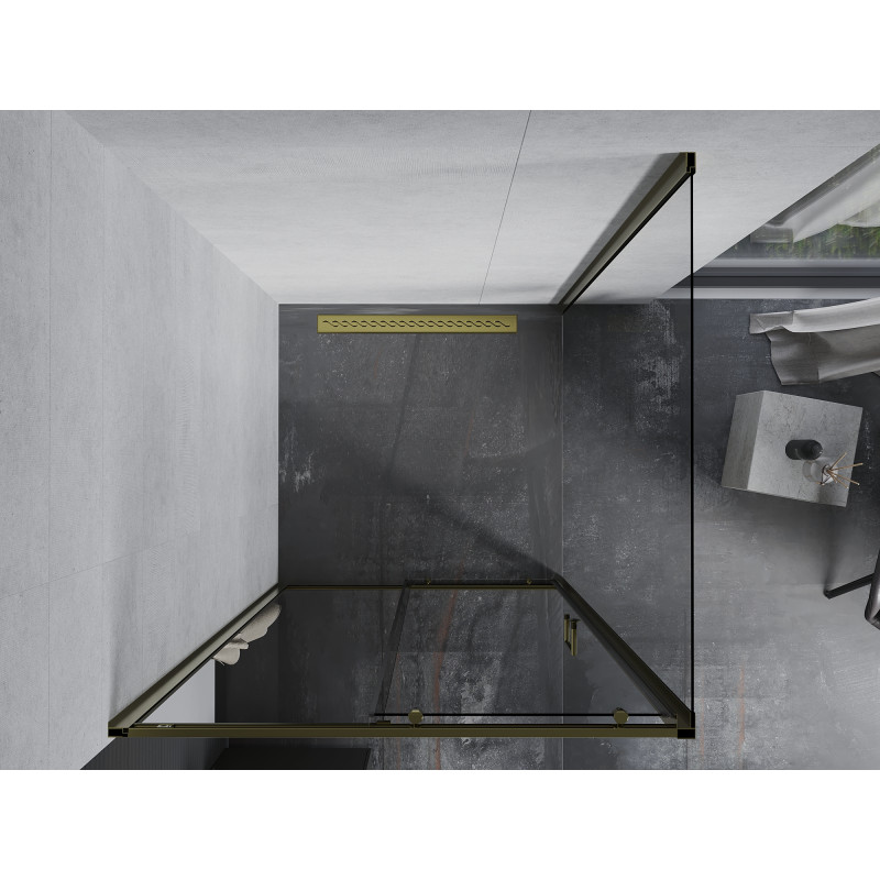 Mexen Apia cabine de douche coulissante 90 x 90 cm, transparent, doré - 840-090-090-50-00