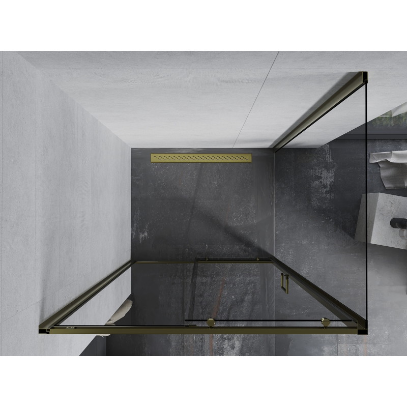Mexen Apia cabine de douche coulissante 90 x 100 cm, transparent, or - 840-090-100-50-00
