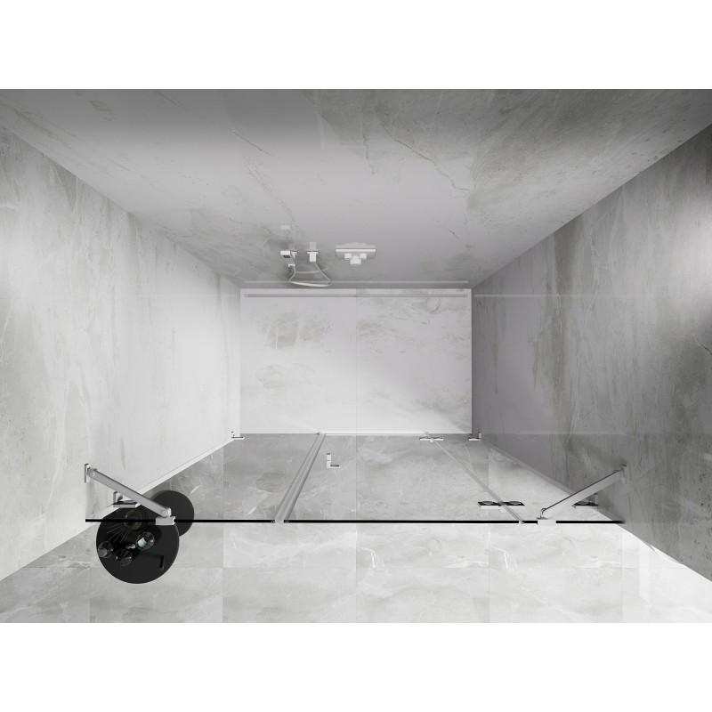 Mexen Lunar porte de douche battante droite 120 cm, transparent, blanc - 834S-120-050-20-00-P