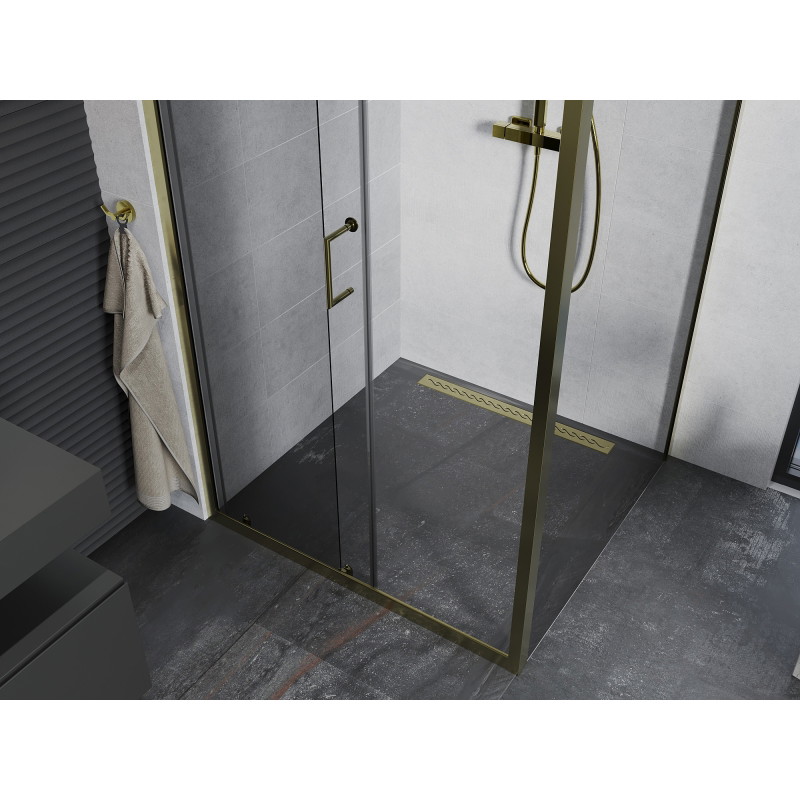 Mexen Apia cabine de douche coulissante 90 x 100 cm, transparent, or - 840-090-100-50-00