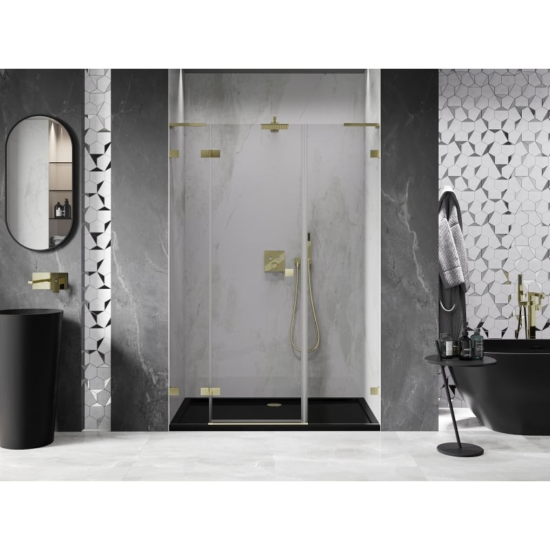Mexen Lunar L porte de douche pivotante gauche 160 cm, transparent, or brossé - 834SL-160-050-55-00-L