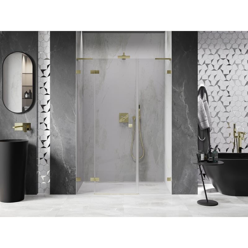 Mexen Lunar L porte de douche pivotante gauche 160 cm, transparent, or brossé - 834SL-160-050-55-00-L