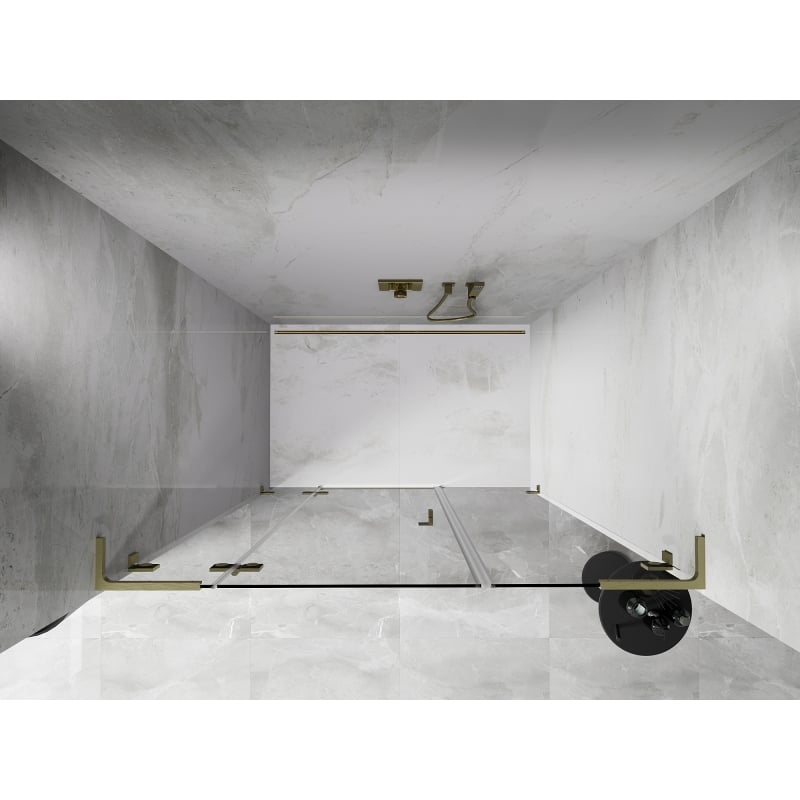 Mexen Lunar L porte de douche pivotante gauche 160 cm, transparent, or brossé - 834SL-160-050-55-00-L