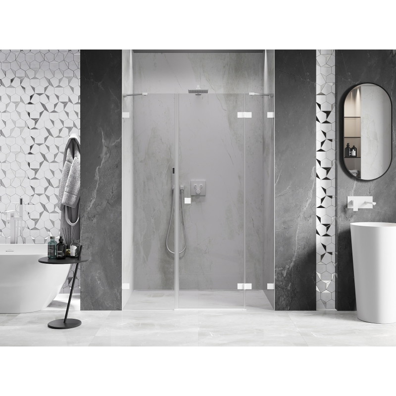 Mexen Lunar porte de douche pivotante droite 135 cm, transparent, blanc - 834S-135-050-20-00-P