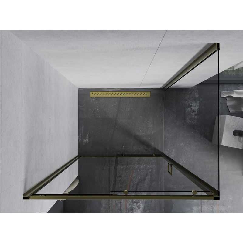 Mexen Apia cabine de douche coulissante 95 x 80 cm, transparente, dorée - 840-095-080-50-00