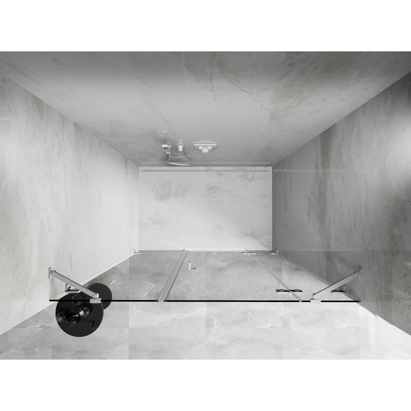 Mexen Lunar porte de douche pivotante droite 140 cm, transparente, blanche - 834S-140-050-20-00-P