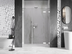 Mexen Lunar porte de douche pivotante droite 150 cm, transparente, blanche - 834S-150-050-20-00-P