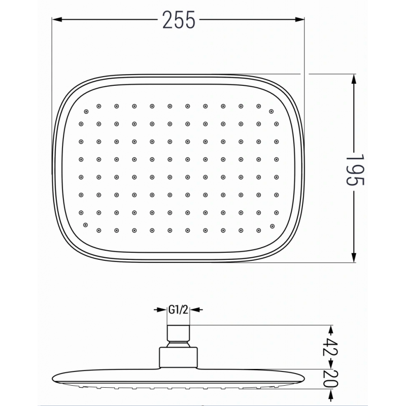 Mexen D-49 pomme de douche 25x19 cm, blanche/dorée - 79749-25