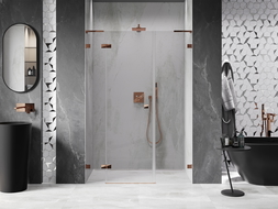 Mexen Lunar L porte de douche pivotantes gauche 135 cm, transparent, or rose - 834SL-135-050-60-00-L