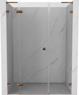 Mexen Lunar L porte de douche pivotante gauche 140 cm, transparent, or rose - 834SL-140-050-60-00-L
