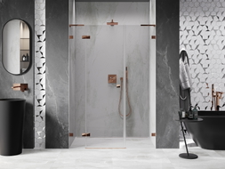 Mexen Lunar L porte de douche pivotante gauche 145 cm, transparent, or rose - 834SL-145-050-60-00-L