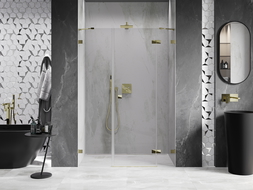 Mexen Lunar porte de douche pivotante droite 140 cm, transparent, doré - 834S-140-050-50-00-P