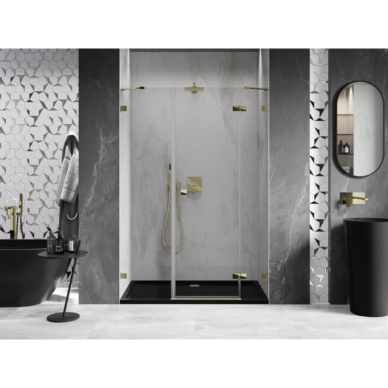 Mexen Lunar porte de douche pivotante droite 140 cm, transparent, doré - 834S-140-050-50-00-P