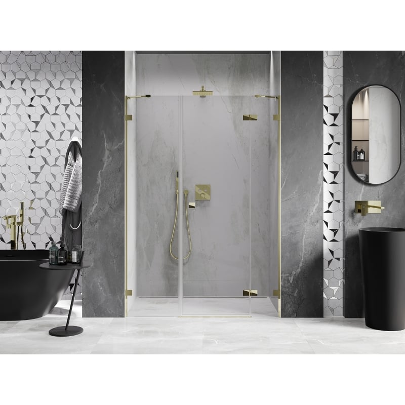 Mexen Lunar porte de douche pivotante droite 140 cm, transparent, doré - 834S-140-050-50-00-P
