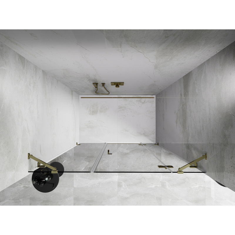 Mexen Lunar porte de douche battante droite 155 cm, transparent, doré - 834S-155-050-50-00-P