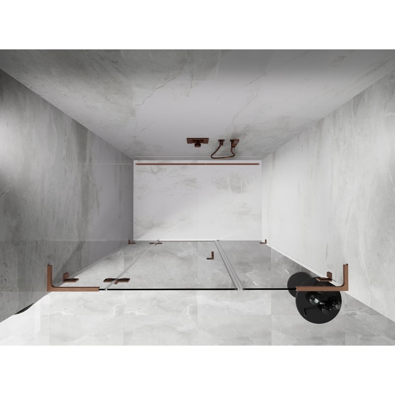 Mexen Lunar L porte de douche pivotante gauche 120 cm, transparent, cuivre brossé - 834SL-120-050-65-00-L