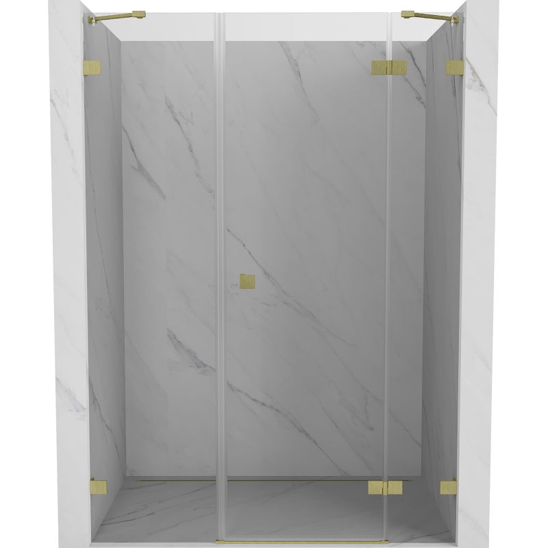 Mexen Lunar porte de douche battante droite 130 cm, transparent, or brossé - 834S-130-050-55-00-P