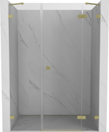 Mexen Lunar porte de douche battante droite 130 cm, transparent, or brossé - 834S-130-050-55-00-P