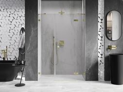 Mexen Lunar porte de douche pivotante droite 135 cm, transparent, or brossé - 834S-135-050-55-00-P