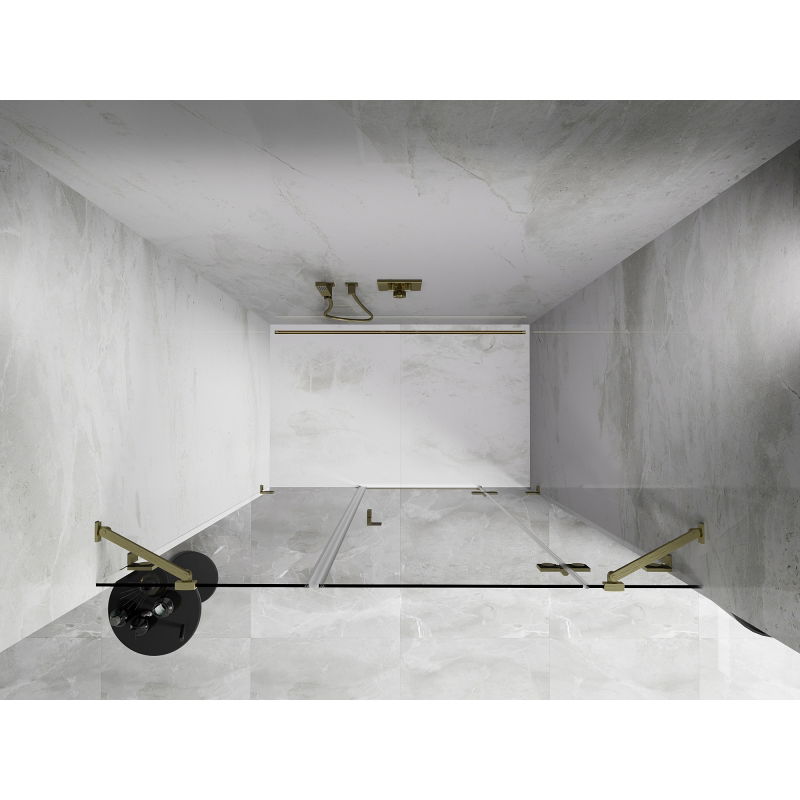 Mexen Lunar porte de douche pivotante droite 140 cm, transparentes, or brossé - 834S-140-050-55-00-P