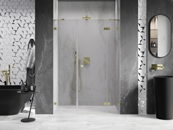 Mexen Lunar portes de douche battantes à droite 155 cm, transparent, or brossé - 834S-155-050-55-00-P