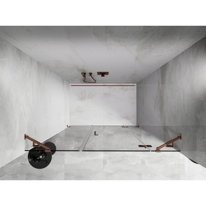 Mexen Lunar porte de douche pivotante droite 125 cm, transparent, or rose - 834S-125-050-60-00-P