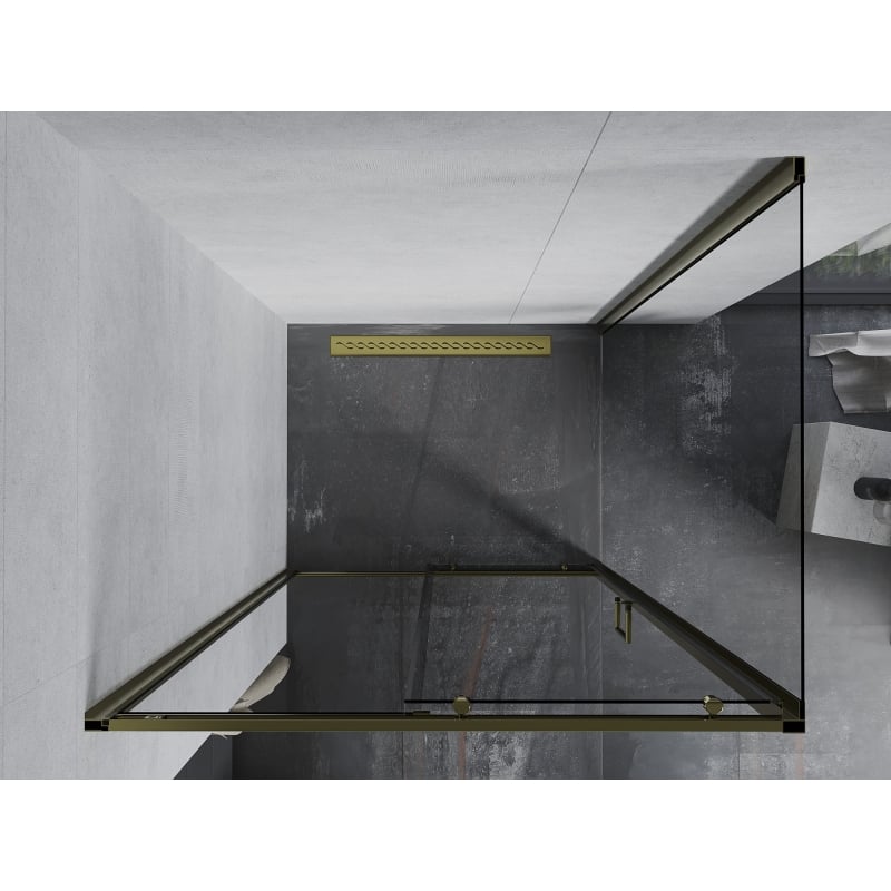 Mexen Apia cabine de douche coulissante 105 x 90 cm, transparent, doré - 840-105-090-50-00