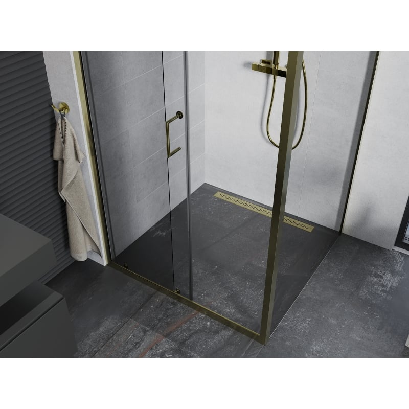 Mexen Apia cabine de douche coulissante 105 x 90 cm, transparent, doré - 840-105-090-50-00