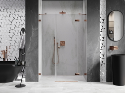Mexen Lunar porte de douche pivotante droite 145 cm, transparent, or rose - 834S-145-050-60-00-P