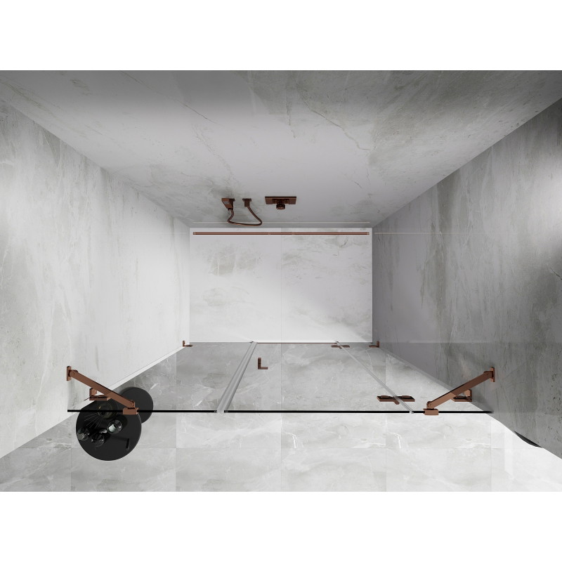 Mexen Lunar porte de douche battante droite 155 cm, transparent, or rose - 834S-155-050-60-00-P