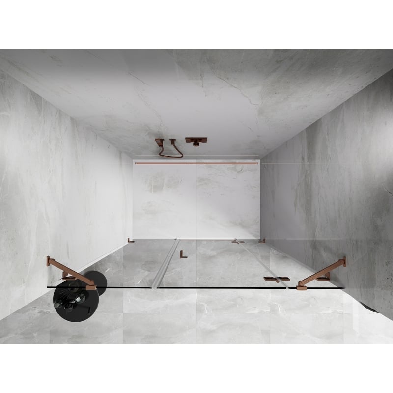 Mexen Lunar porte de douche pivotante droite 120 cm, transparent, cuivre brossé - 834S-120-050-65-00-P