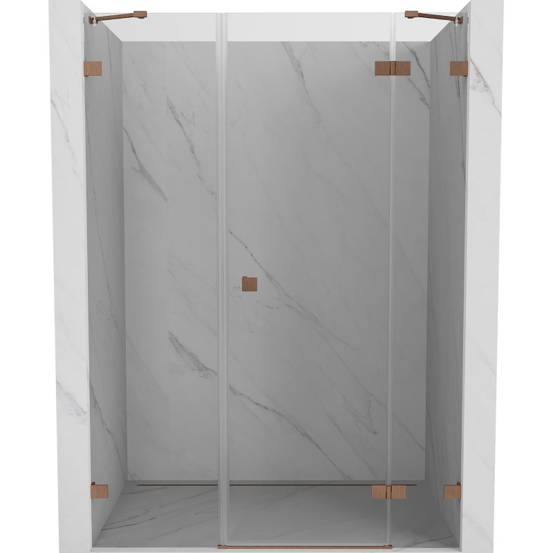 Mexen Lunar porte de douche pivotantes à droite 140 cm, transparent, cuivre brossé - 834S-140-050-65-00-P