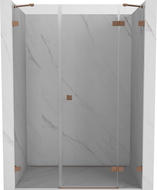 Mexen Lunar porte de douche battante droite 140 cm, transparent, cuivre brossé - 834S-140-050-65-00-P