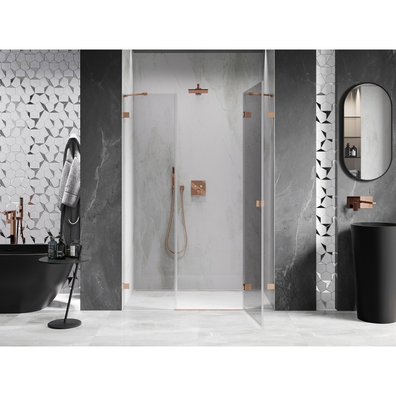 Mexen Lunar porte de douche pivotante droite 150 cm, transparent, cuivre brossé - 834S-150-050-65-00-P