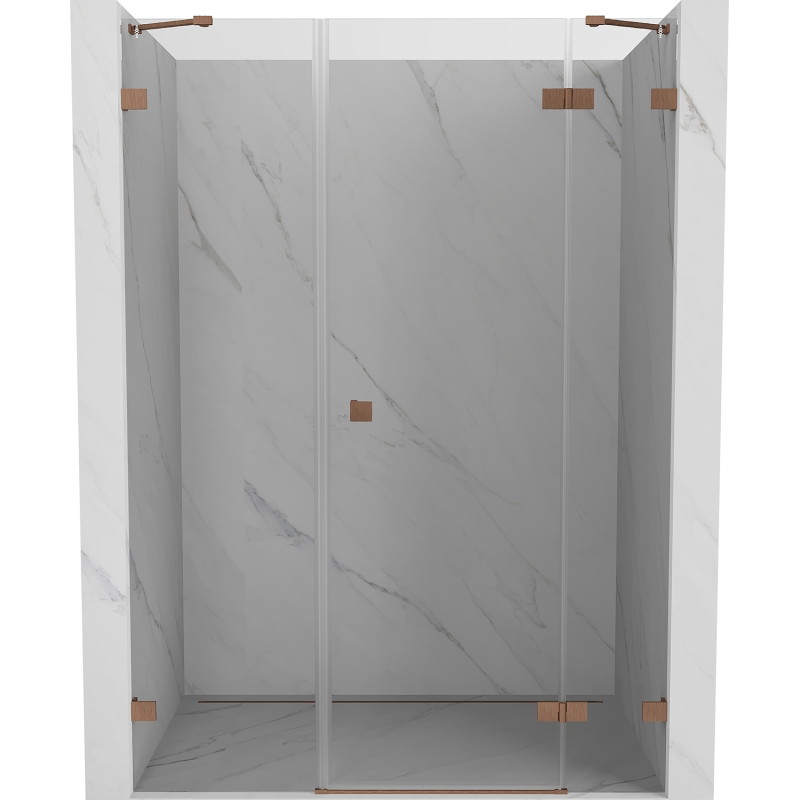 Mexen Lunar porte de douche battante droite 155 cm, transparente, cuivre brossé - 834S-155-050-65-00-P