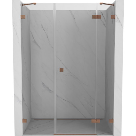 Mexen Lunar porte de douche battante droite 155 cm, transparente, cuivre brossé - 834S-155-050-65-00-P