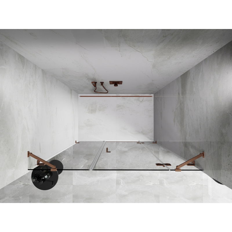 Mexen Lunar porte de douche pivotante droite 155 cm, transparent, cuivre brossé - 834S-155-050-65-00-P