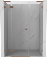 Mexen Lunar L porte de douche pivotante gauche 150 cm, transparent, cuivre brossé - 834SL-150-050-65-00-L