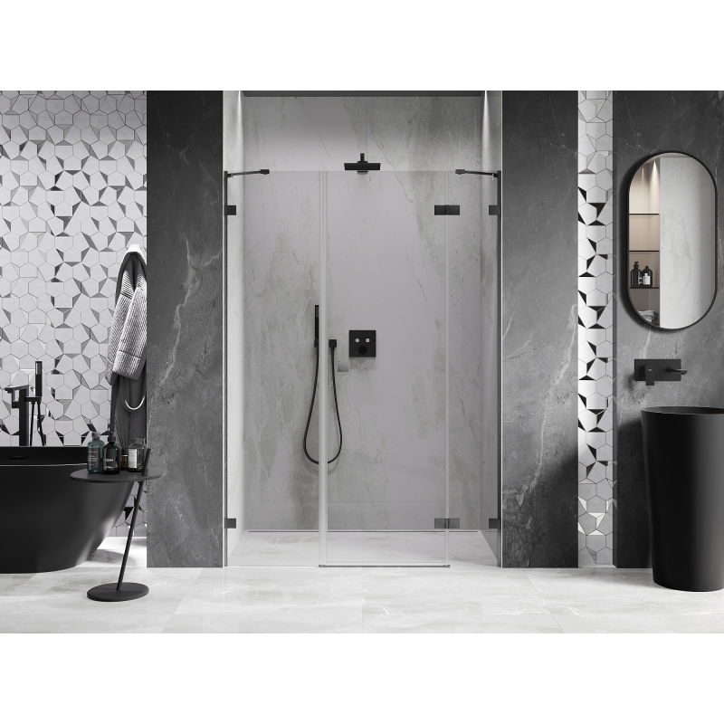 Mexen Lunar porte de douche battante droite 125 cm, transparent, gris canon brossé - 834S-125-050-66-00-P