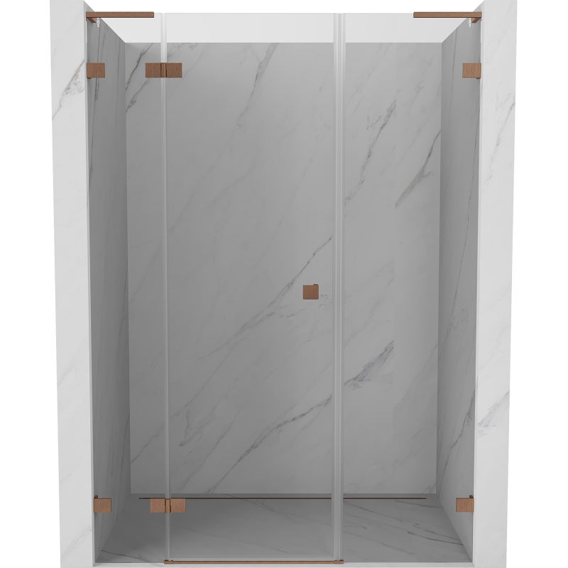 Mexen Lunar L porte de douche pivotante gauche 160 cm, transparent, cuivre brossé - 834SL-160-050-65-00-L
